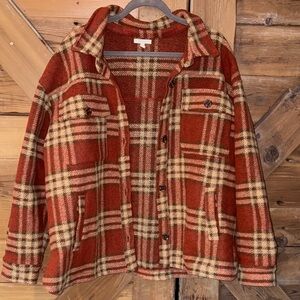 Maurices Rust and Beige Checkered Utility Jacket